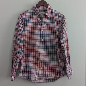 Men's Jack Spade Pink Blue Gingham Button Down Blouse Small Cotton
